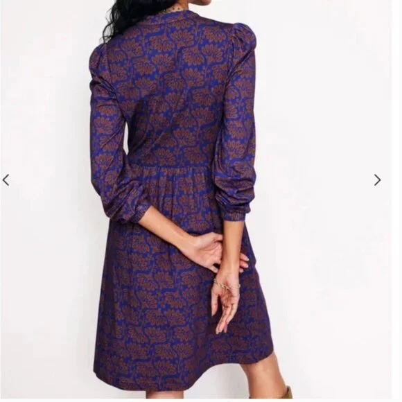 Boden Naomi Relaxed Jersey Dress Gingerbread, Dandelion Sprig 14 - Picture 3 of 13